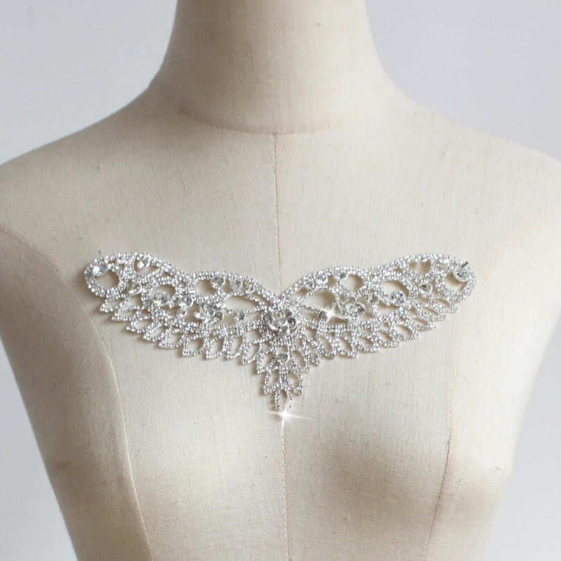 PEARLY JUN Rhinestone Applique Crystal Applique for Hand Sewing Craft Projects DIY Wedding Clothes Shoes Hats Bags (YL00006-silver) - Image 1